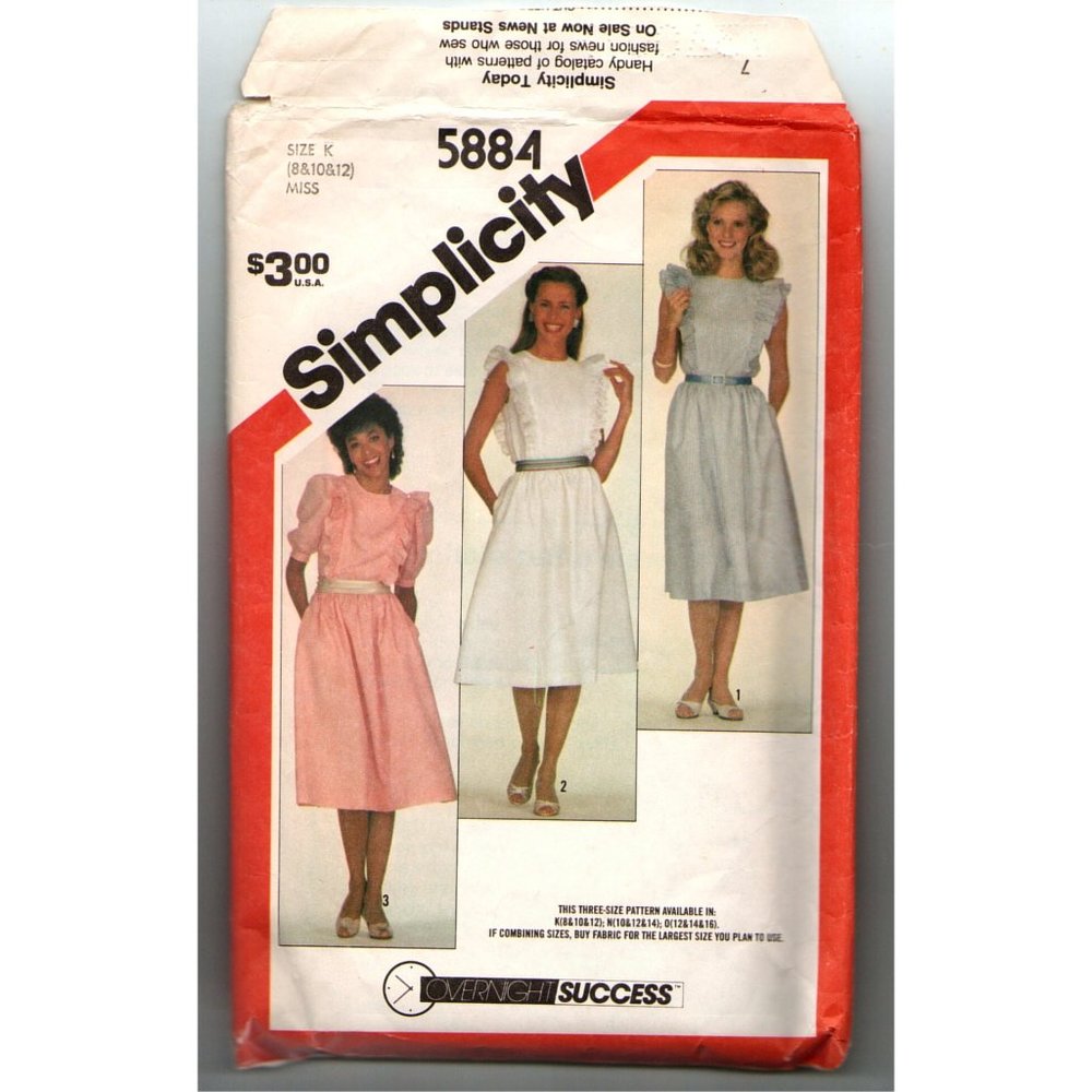 VTG Simplicity #5884 Trending Dress Pattern 8 to12 - Picture 2 of 3
